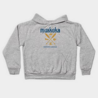 Muskoka Crossed Paddles (Rough Textured) Kids Hoodie